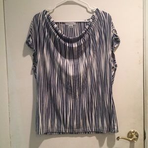 Liz Claiborne- Blue and White Striped Blouse